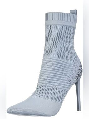 Steve Madden Icy Blue Rhinestone Sock Boot Pointed Toe Stiletto Heels Glam Y2k